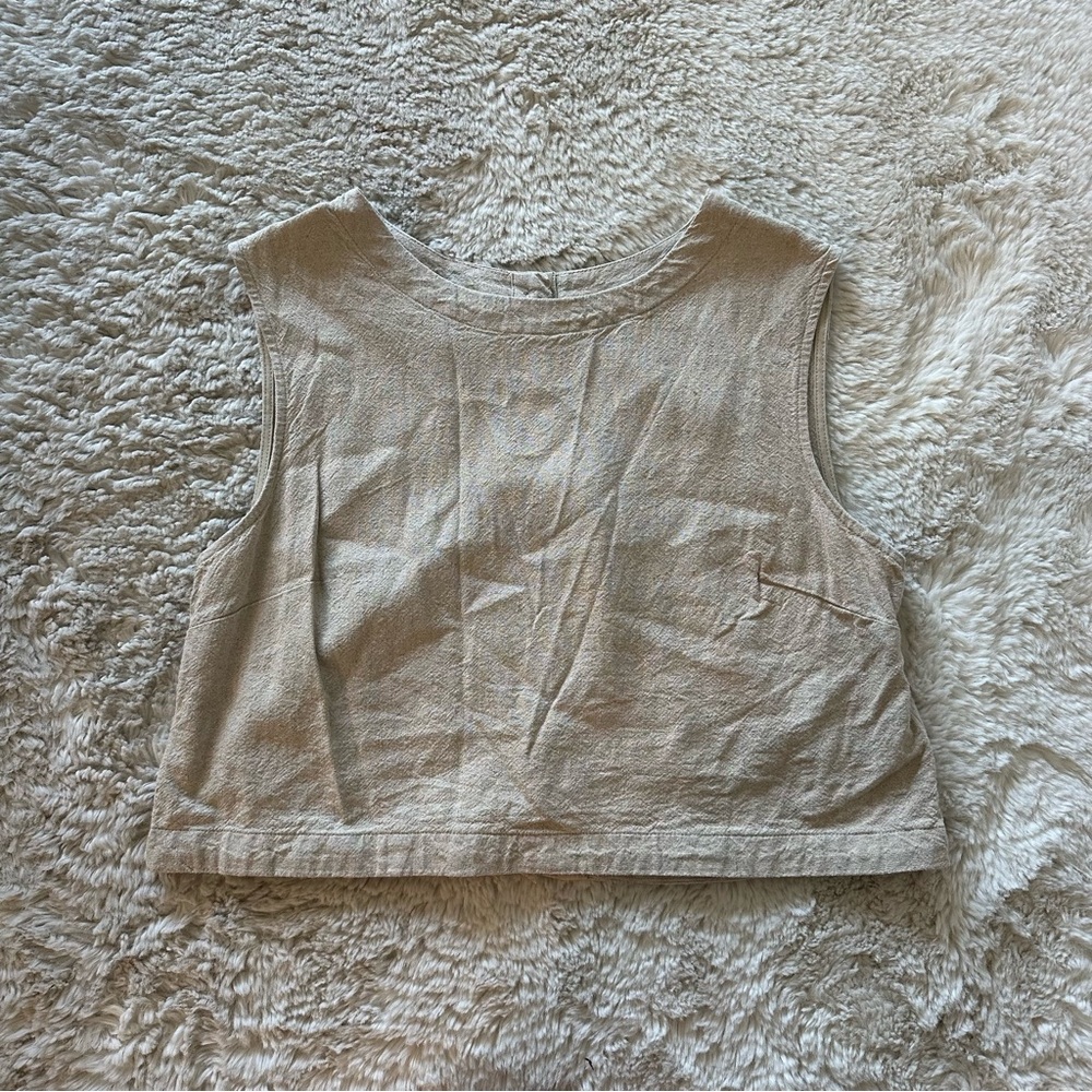 Beige Sleeveless Crop Top